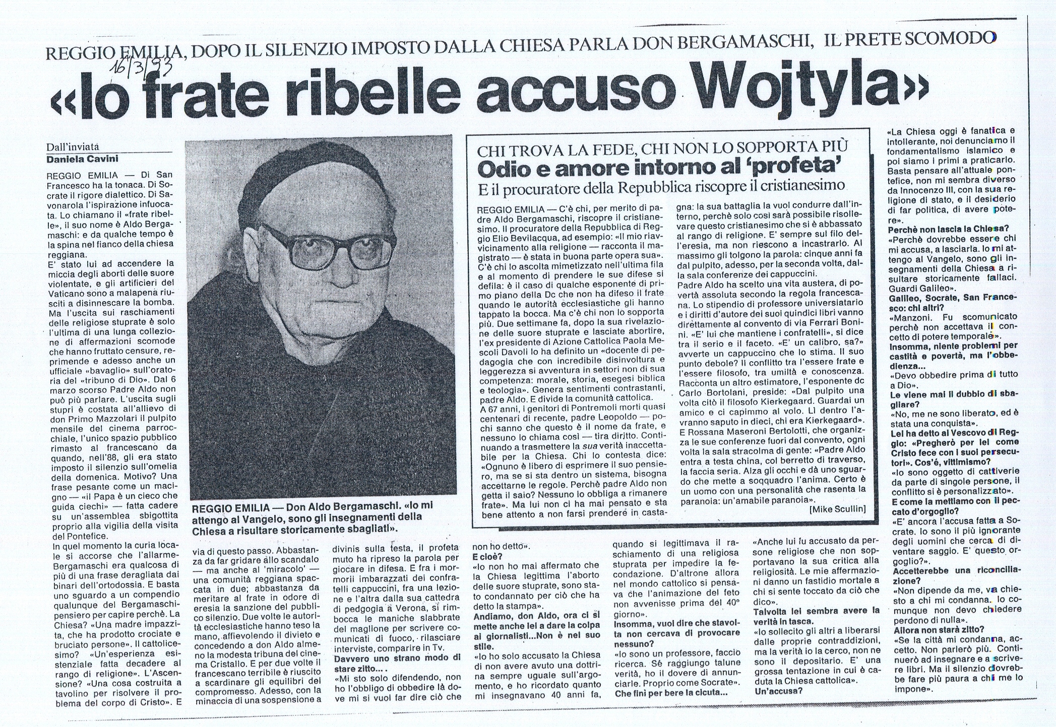 Io, frate ribelle accuso Woityla  03-93